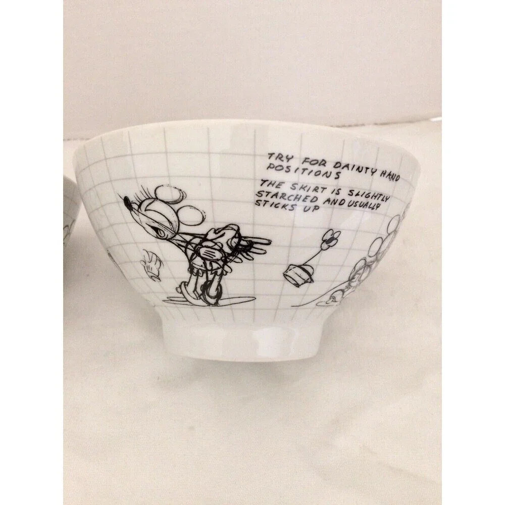 Mickey Minnie Mouse Cereal Bowls Collection 2010 Disney SKETCHBOOK  Set of 2
